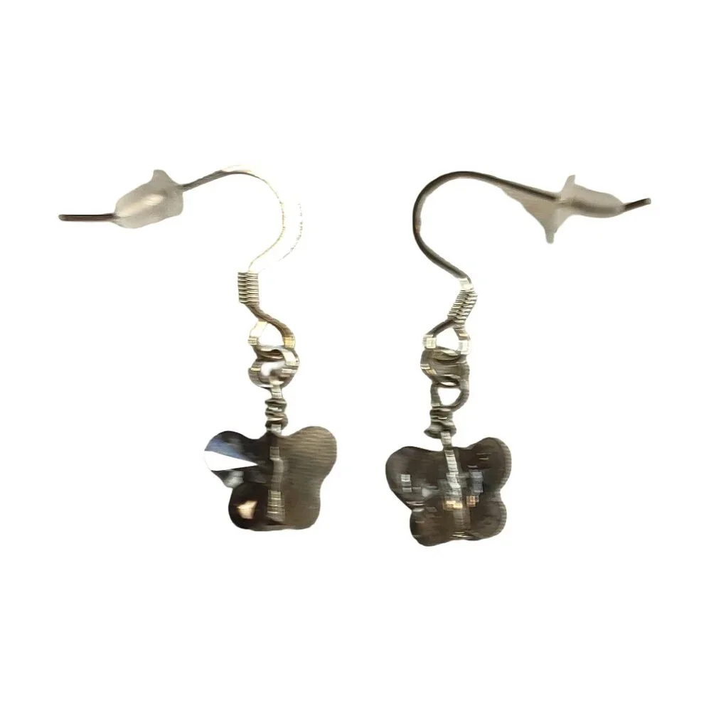 NEW Handmade/Homemade Butterfly Earrings Gray/Gray